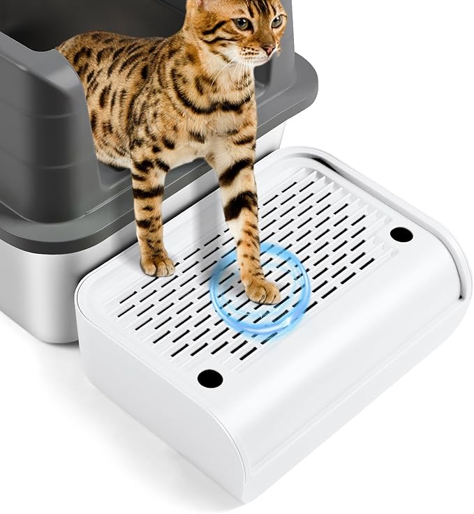 Cat Litter Box Step, Cat Litter Box Ramp Mat with Filter Function for Self-Cleaning Cat Litter Box, Easy to Clean, Cat Pedal Step Stool Ideal for Kitten & Elderly Cats (White)