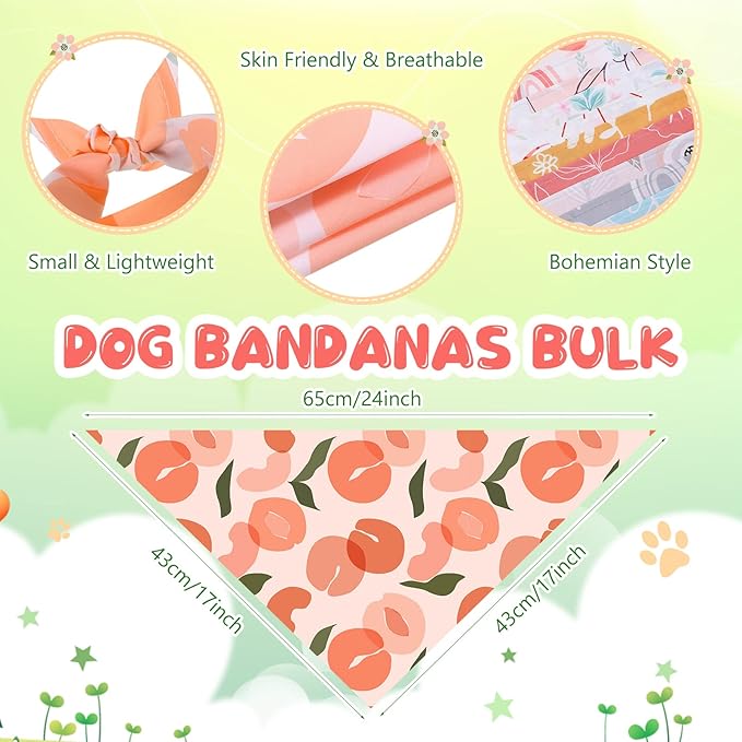 Amylove 50 Pcs Dog Bandanas Bulk Fall Puppy Floral Dog Bibs Holiday Washable Scarf Pets Triangle Head Scarfs Bandanas Pet Costume Outfit(Flower,Small)
