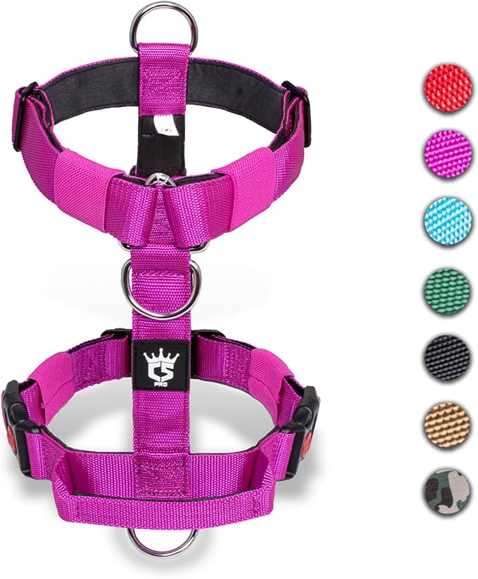 TSPRO Premium Heavy Duty Dog Harness, Adjustable Tactical Dog Harness for Large Dogs with Quick-Release Buckle and Comfortable Soft Handle for Outdoor Walking and Running (Purple S)