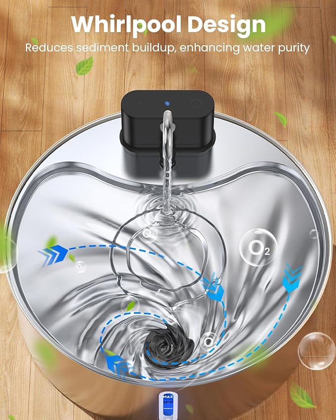 Wireless Dog Water Fountain Stainless Steel with Sensor 12L/3.2Gal Cordless Automatic Water Dispenser Quiet Pump BPA-Free Automatic Cat for Drinking, Easy Clean for Cats Dogs Pets