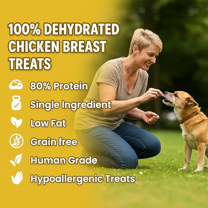 Ruff Town Dog Treats – Human Grade Chicken Breast | Training Treats for Dogs | High Protein, Single Ingredient | Grain-Free, Hypoallergenic & Dehydrated | Suits All Breeds, Made in USA (4 oz)
