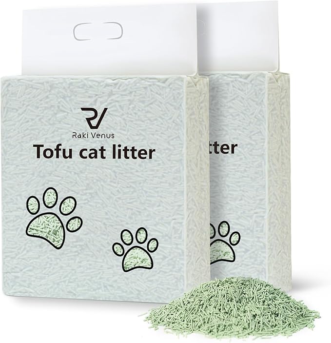 Tofu Cat Litter - Strong Clumping, Ultra Absorbent, Odor Control, Flushable, Low Tracking, Low Dust Tofu Litter Pellets 2 Packs/12LB (Green Tea)