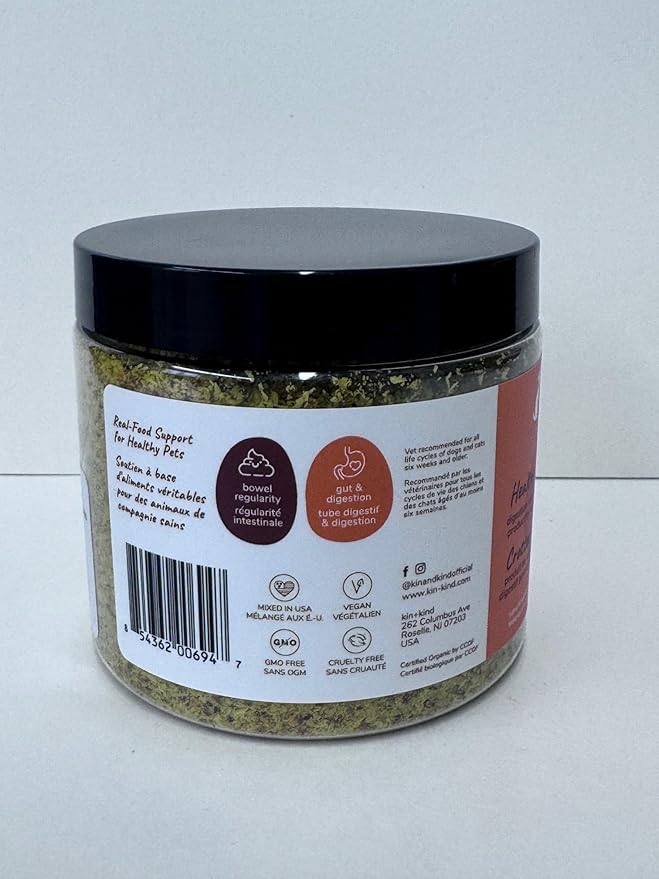 kin+kind Organic Fiber for Dogs&Cats - Pumpkin Boost for Healthy Poops - Digestive Health - Flax Seed, Ginger, Turmeric and Coconut - Made in USA - Bundle (3 x 8 oz)