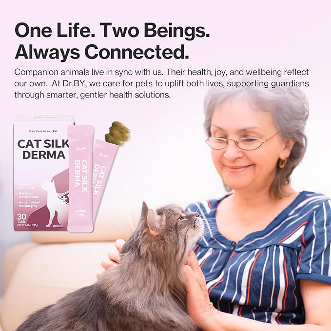 Doctor By Cat Silk Derma Lickable Feline Skin and Coat Supplement - Dandruff Treatment & Itchy Skin Relief Allergy Support for a Glossy Coat Immune Boosting Formula - 30 Individual Treat Tubes