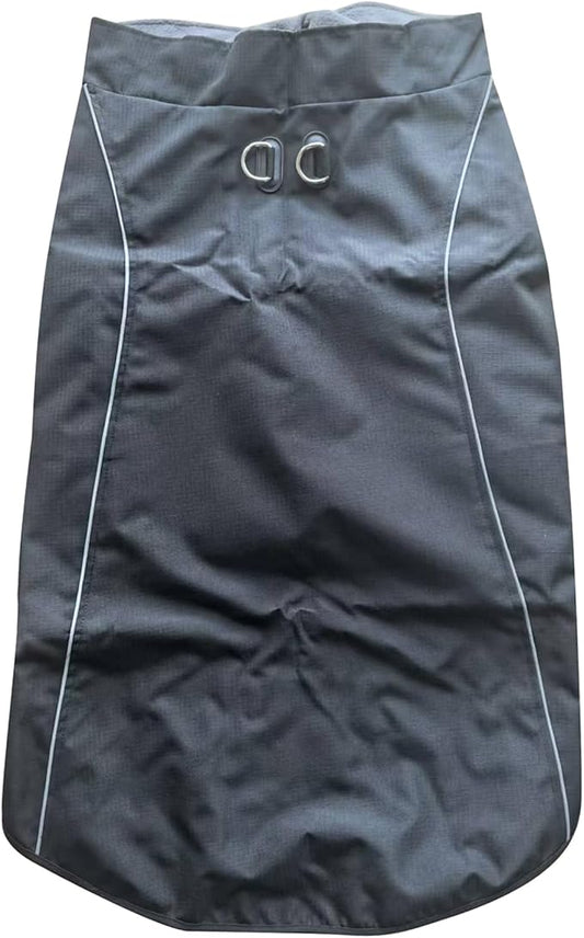 Outdoor Waterproof Dog Jacket for Extra Large Dogs,Doggie Coats with Harness Buitl in D-Ring Warm Fleece Dog Clothes for Cold Winter,Black 5XL