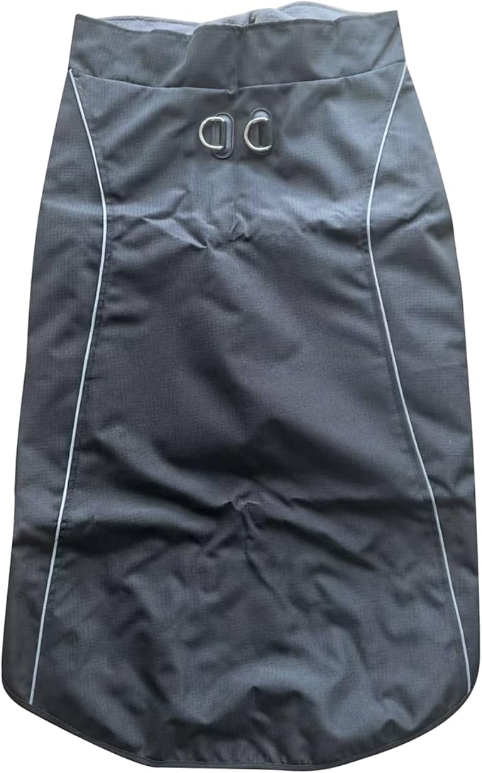 Outdoor Waterproof Dog Jacket for Extra Large Dogs,Doggie Coats with Harness Buitl in D-Ring Warm Fleece Dog Clothes for Cold Winter,Black 4XL