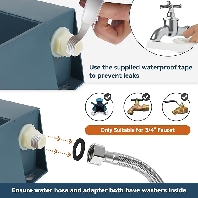 Outdoor Water Bowl for Dogs– 2L Automatic Dog Water Dispenser with 59" Hose and Float Valve, Ideal for All Kinds of Animals (Fits 3/4" GHT Faucet)