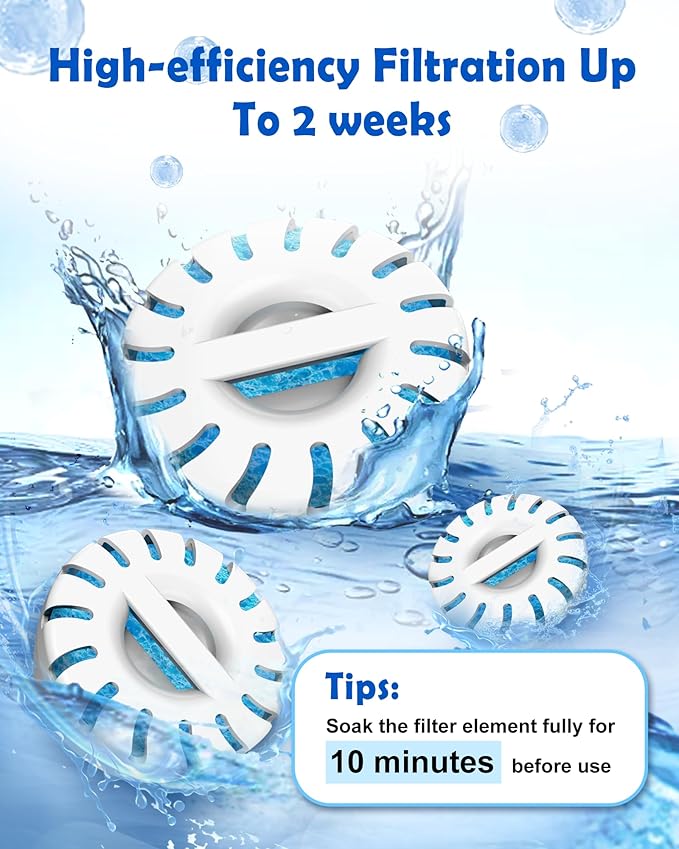 Upgrade Filter Element Pack for FurryPlanet Large Dog Water Fountain Stainless Steel,12L Ultra-Purification Pet Fountain Dog Cat Drinking Dispenser 6in1,Deep Purification Filter,4 Pcs 1 Pack