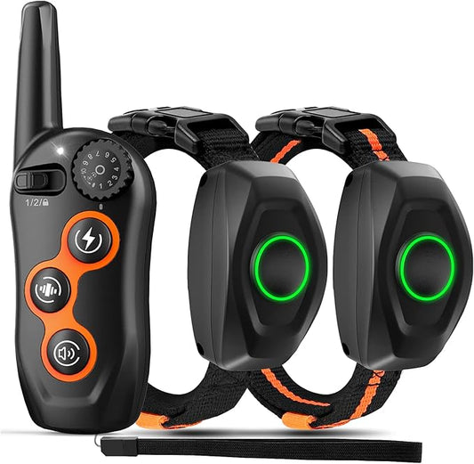 Dog Training Collar, IPX7 Waterproof Dog Shock Collar with Remote Range 1300ft, 3 Training Modes, Beep, Static, Vibration, Rechargeable Electric Training Collar for Small Medium Large Dogs