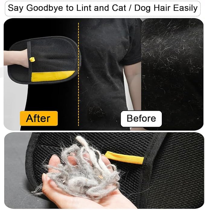 MERRYGOLD 2PCS Pet Hair Removal Glove for Cats and Dogs, Electrostatic Pet Hair Remover Glove, Reusable Magic Brush Pet Hair Remover for Bed, Clothing, Couch, Carpet, Car Seat