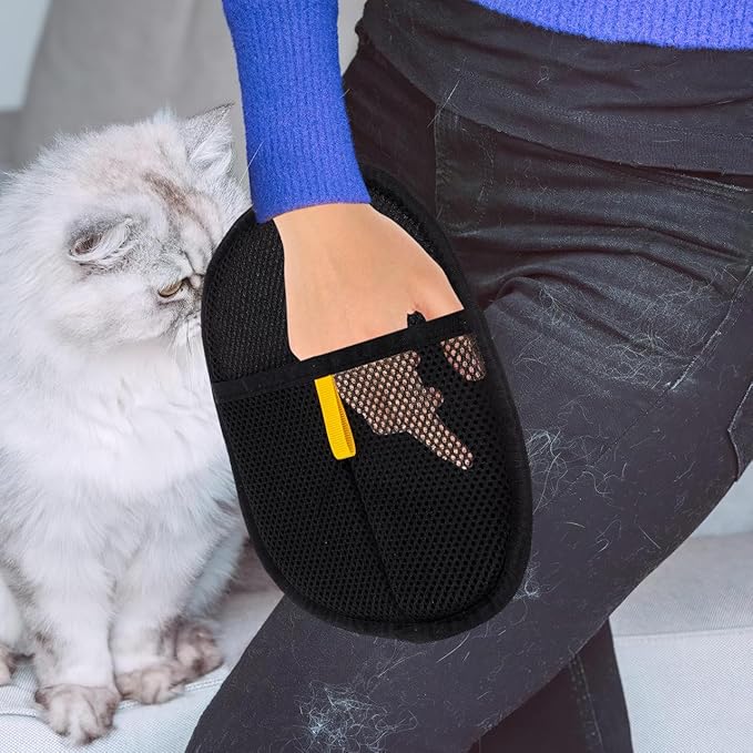 Veemoon Electrostatic Pet Hair Removal Glove, Wearable pet Hair Brush Glove Cat & Dog Grooming Tool - Washable Reusable - Suitable for Furniture Bed Sofa Clothes Carpet Car Seat (6.68 * 8.25 ")