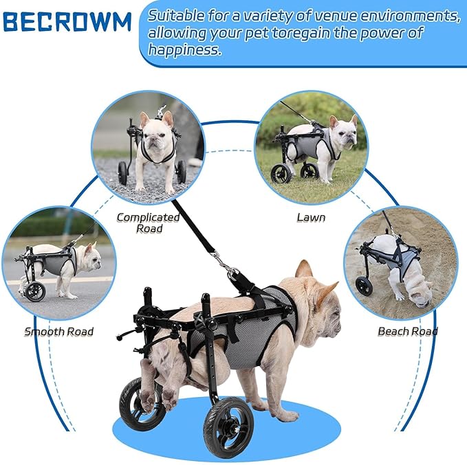 Dog Wheelchair for Back Legs, Light Weight Dog Wheelchair Cart with Disabled Hind Legs Walking, Adjustable