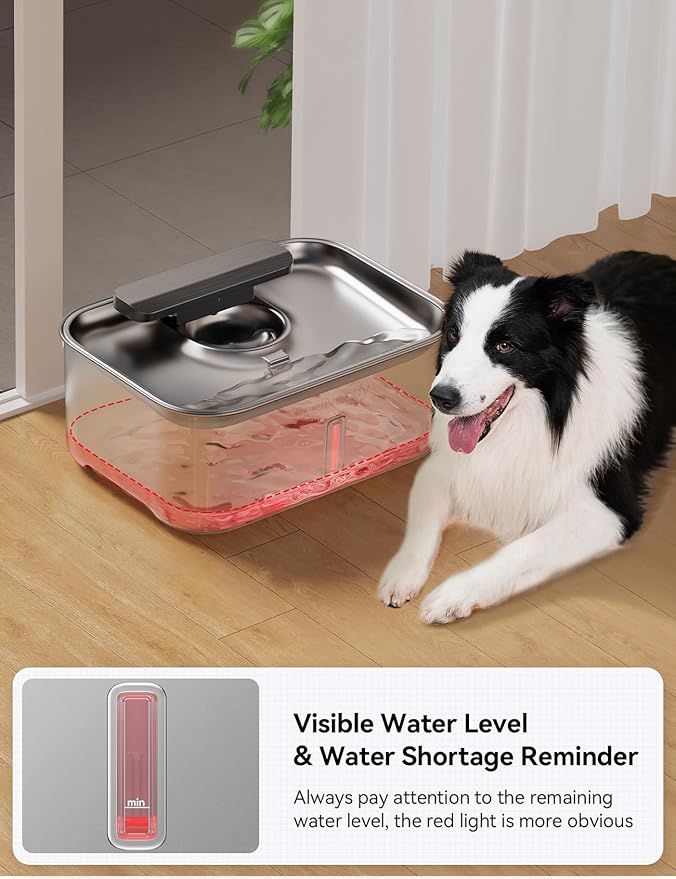 FEELNEEDY 3 Gal Stainless Steel Dog Water Fountain for Large Dog, Pet Water Fountain, Dog Water Bowl Dispenser with Water Level Window, Super Quiet for S-L Dogs and Multi-Pet, Easy to Clean(FN-W13)