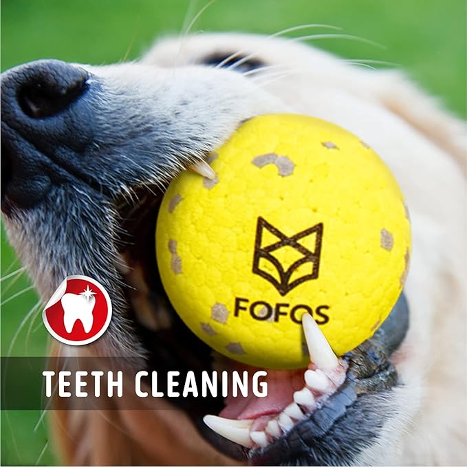FOFOS Dog Balls Chew Toys Tennis Ball for Aggressive Chewers Teething Molar Toys Water Toy Interactive Fetch Balls Gift Set for Large Medium Dog and Puppies (4 Pack, 2.75 inch)
