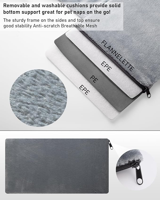 Siivton Cat Carrier,4 Sided Expandable Pet Carrier for Travel,Collapsible Soft-Sided Carriers with Removable Fleece Pad and Shoulder Straps,Airline Approved(17.5"x 11"x 11")