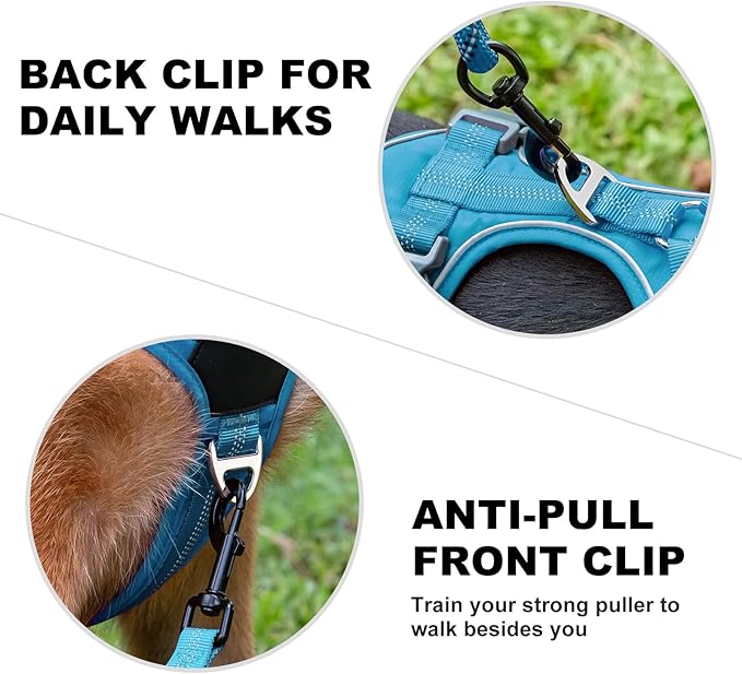 Plutus Pet No Pull Dog Harness, Release at Neck, Soft Padded, Reflective Adjustable Dog Vest Harness for Small, Medium, Large Dogs(Light Blue, XL)