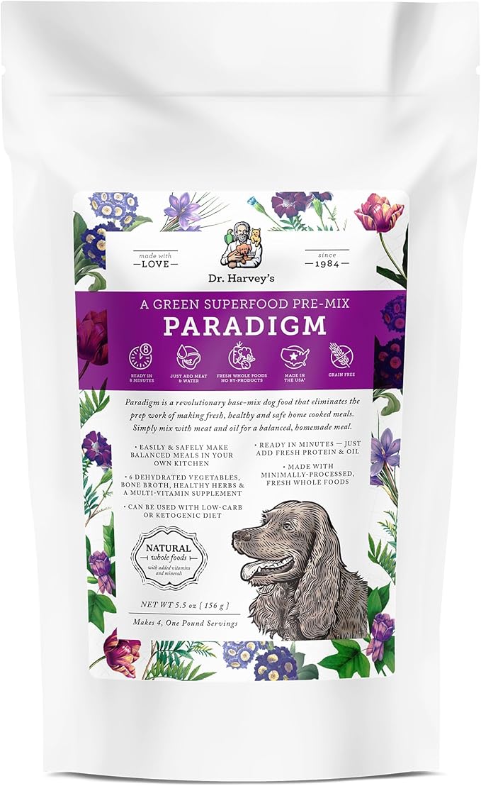 Dr. Harvey's Paradigm Green Superfood Dog Food, Human Grade Dehydrated Grain Free Base Mix for Dogs, Diabetic Low Carb Ketogenic Diet (Trial Size 5.5 oz)