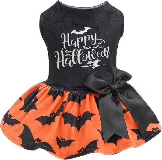 CuteBone Velvet Dog Dresses Halloween for Small Dogs, Stylish & Soft Fabric, Comfortable Fit for Everyday Wear, Perfect for Special Occasions NCVA17XS-D