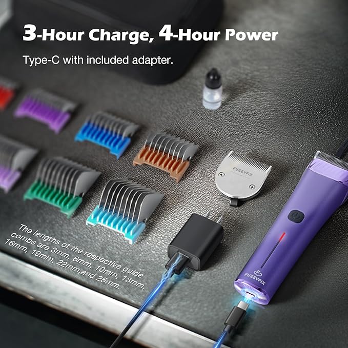 Professional Dog Grooming Clipper with Replacement Blade, 5-in-1 Adjustable Blade Cordless Pet Grooming Kit 2 Speed Rechargeable Trimmer Hair Shaver with Detachable Metal Combs Nova for Animal Horse