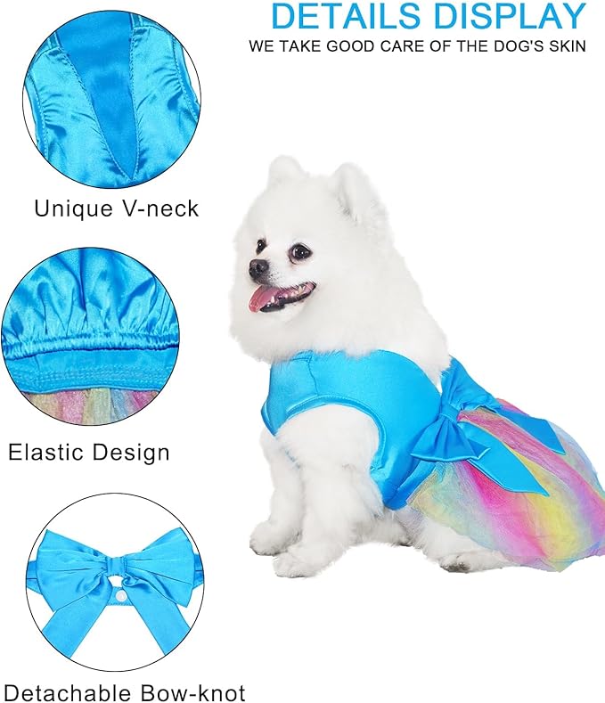 Dog Dress, Dog Silk Tulle Dress, Cute Princess Puppy Dresses with Bow, Lace Pet Birthday Party Outfit Dogs Tutu for Small Dogs, Lovely Puppy Clothes for Chihuahua Teacup Yorkie