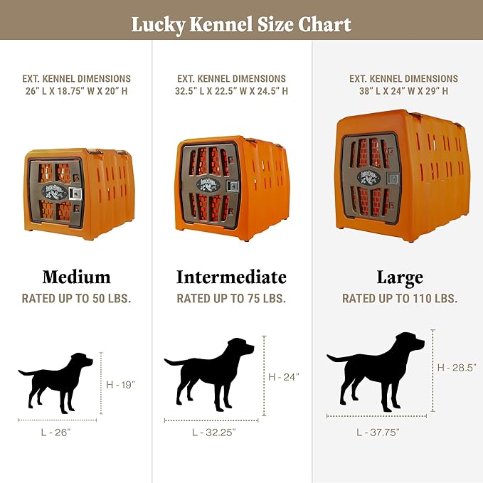 Lucky Dog Kennel, Durable Crash Tested Portable Dog Crates, Large, Uplander (Orange)