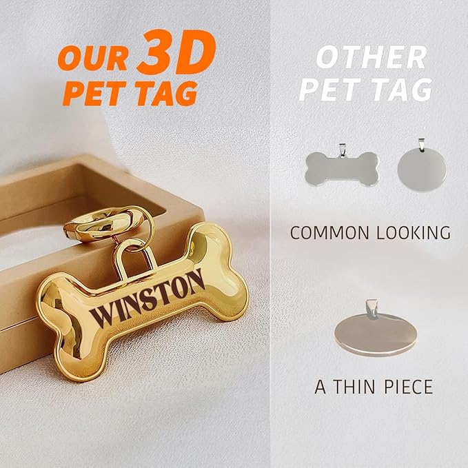 Dogs Tag Stylish Personalized Double Sided Deep Engraved Cat & Dog Tags Engraved for Pets Bone Balloon Shape Brass