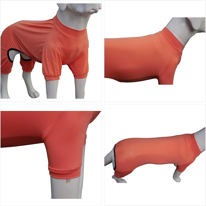 LoveLongLong Dog Jumpsuit with UV Protection and Quick-Dry Fabric for Spring Summer Pet Pajamas Lobster Pink 2XL