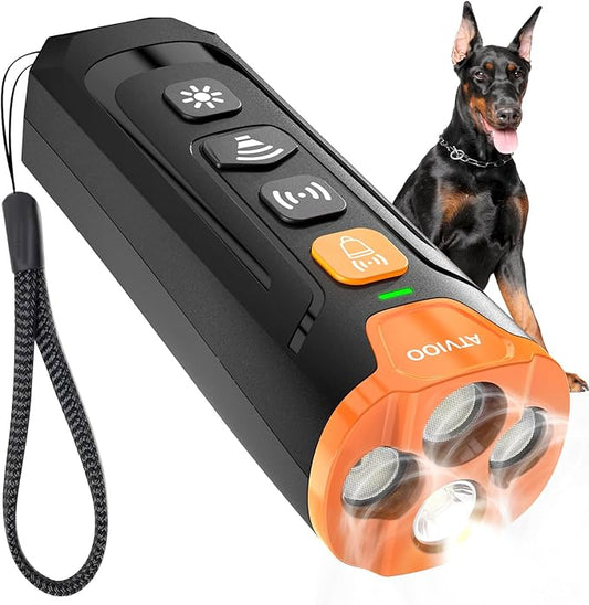 Dog Bark Deterrent Device– Ultrasonic Anti Barking Device for Dogs, 3X Emitters, Rechargeable Trainer for Dogs 6M–8Y, Indoor/Outdoor (Black)