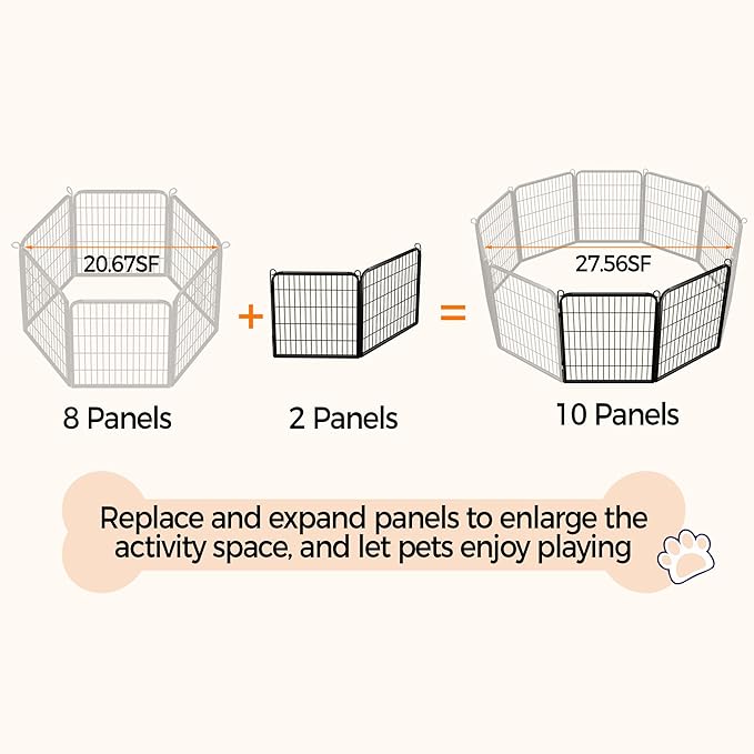Yaheetech Dog Playpen Outdoor, 32 inch 2 Panels Dog Pen Indoor Heavy Duty Puppy Exercise Pen Metal Pet Fence for RV Camping/Yard/Garden