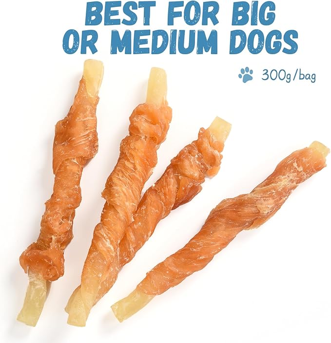 Dog Treats Chicken Wrapped Cod Sticks, Natural Chicken Cod Jerky Treats Rich in Omega-3, High Protein Chewy Training Treats Dog Snacks for Small Medium Large Dogs, 15-17 Counts, 10.6oz