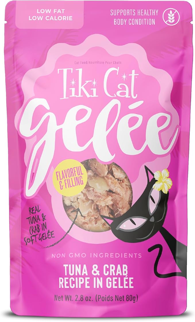 Tiki Cat Gelee Wet Cat Food, Tuna & Crab, 2.8 oz. Pouch (12 Count)