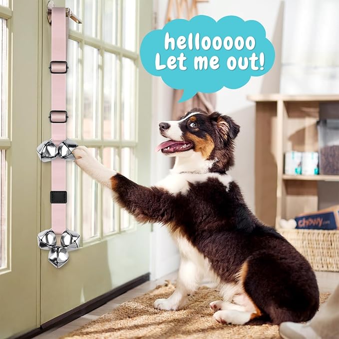 COOYOO Dog Doorbells, Adjustable Potty Training Dog Bells, Upgraded for Training Your Puppy The Easy Way, Premium Quality Housetraining Hanging Bell-5 Extra Large Loud 1.5 DoorBells