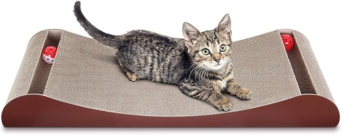 Cat Scratcher Cardboard Lounge Bed with Bell Ball Toy