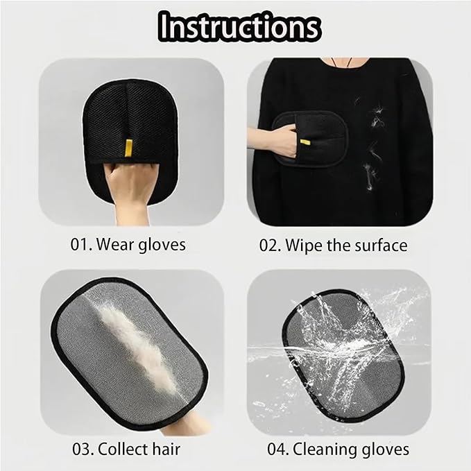 1 Pcs Pet Hair Remover Electrostatic Gloves，Pet Hair Removal Glove,Electrostatic Pet Hair Remover Gloves for Furniture, Carpet, and Car Seats - Reusable Pet Grooming Tool (1)