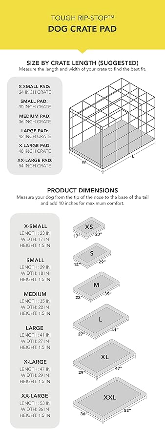 K9 Ballistics Tough Ripstop Dog Crate Pad - Durable, Machine Washable XL Kennel & Travel Mat for Extra Large Dogs, 47 x 29 Fits 48" Wire Crates, Sandstone