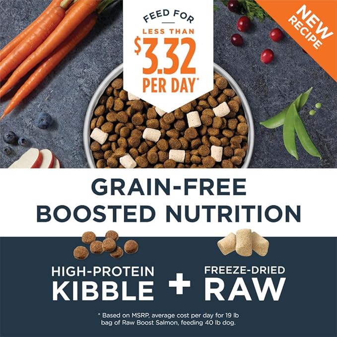 Instinct Raw Boost, Natural Dry Dog Food with Freeze Dried Pieces, High Protein, Grain Free Recipe - Real Salmon, 3.5 lb. Bag