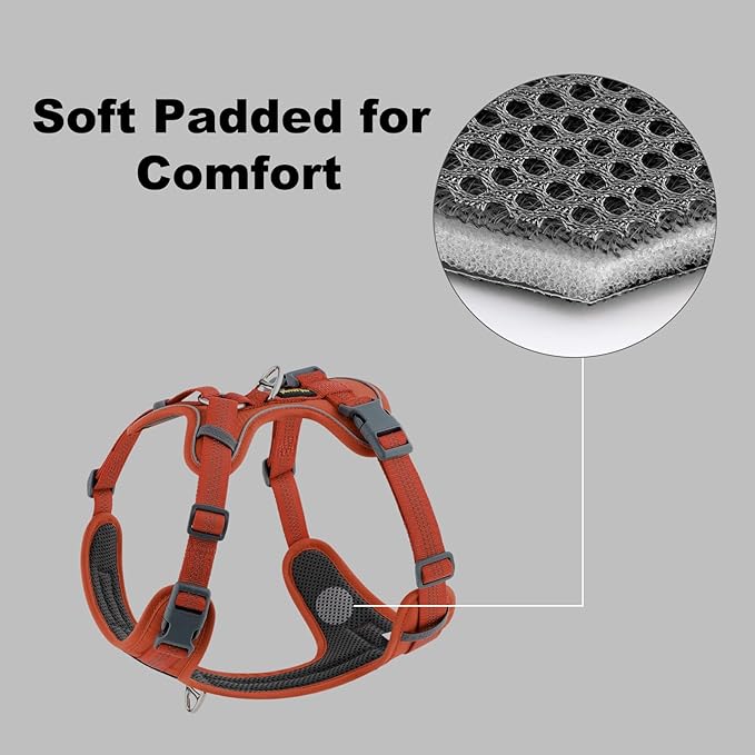 Plutus Pet No Pull Dog Harness, Release at Neck, Soft Padded, Reflective Adjustable Dog Vest Harness for Small, Medium, Large Dogs(Orange, M)