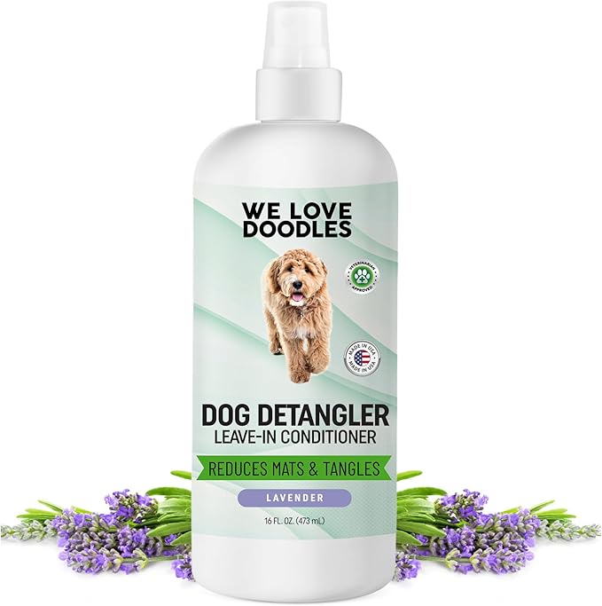 We Love Doodles Dog Detangler Spray - Leave-in Conditioner for Dogs - Dog Detangling Spray - Dematting Spray for Dogs - Tangle Remover - Made in The USA (Lavender)