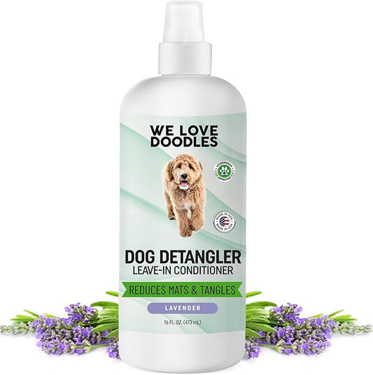 We Love Doodles Dog Detangler Spray - Leave-in Conditioner for Dogs - Dog Detangling Spray - Dematting Spray for Dogs - Tangle Remover - Made in The USA (Lavender)