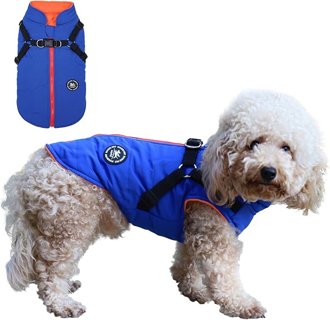 Norbi Pet Warm Jacket Small Dog Vest Harness Puppy Winter 2 in 1 Outfit Cold Weather Coat Medium