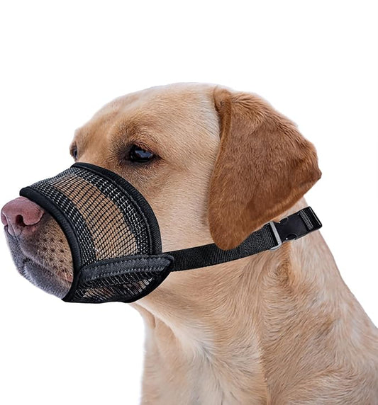 Extra Large Dog Muzzle - Air Mesh Big Dog Muzzle | Suitable for Small, Medium Large and X-Large Dogs | Stop Biting, Barking and Chewing Best for Aggressive Dogs