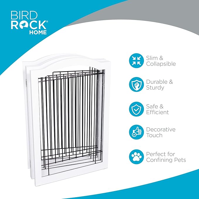 Internet's Best Wire Dog Gate with Arched Top - 3 Panel - 30" Tall - White
