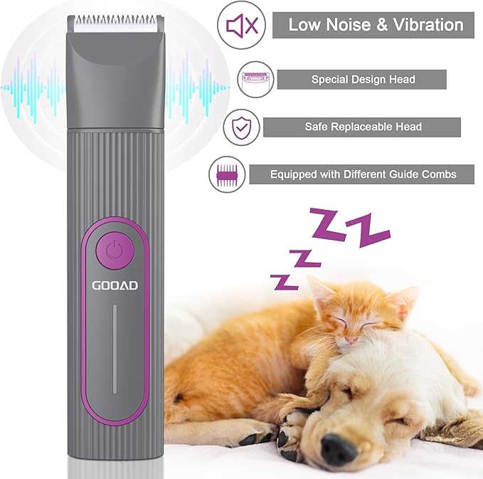 Cat Clippers Grooming Kit for Matted Hair -4 in 1 Low Noise Paw Trimmer Nail Grinder,Cordless Cat Shaver for Long Hair,Trimmer Also for Pet Hair Around Paws, Eyes, Ears, Face, Rump