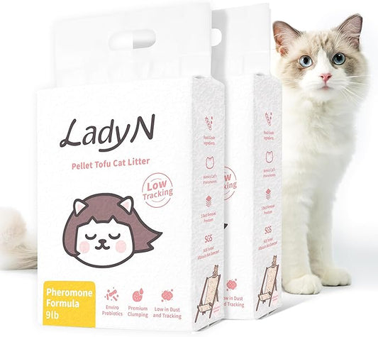 Lady N Cat Attract Tofu Litter – Natural Attractant Formula for Litter Box Training, Calming Pheromone for Multi-Cat Homes, Classic Pellet Shape for Standard Litter Box, 18lb
