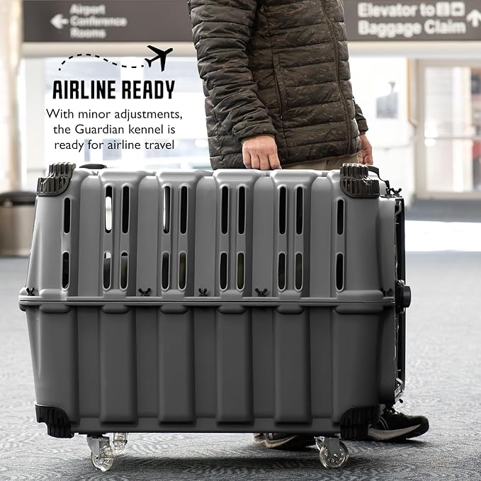 Mammoth Guardian Dog Kennel 36" Heavy Duty Travel & Outdoor Crate for Puppies, Small, Medium & Large Dogs, Secure 3 Bolt Lock, Adventure Ready for Hunting, Camping & Offroad – Gunmetal Gray