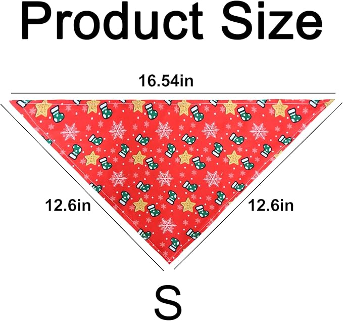 4 Pack Dog Bandana Christmas Scarf Bibs Kerchief Set Pet Christmas Costume Xmas Holiday Bandanas for Medium Large Dogs Pets (Small)