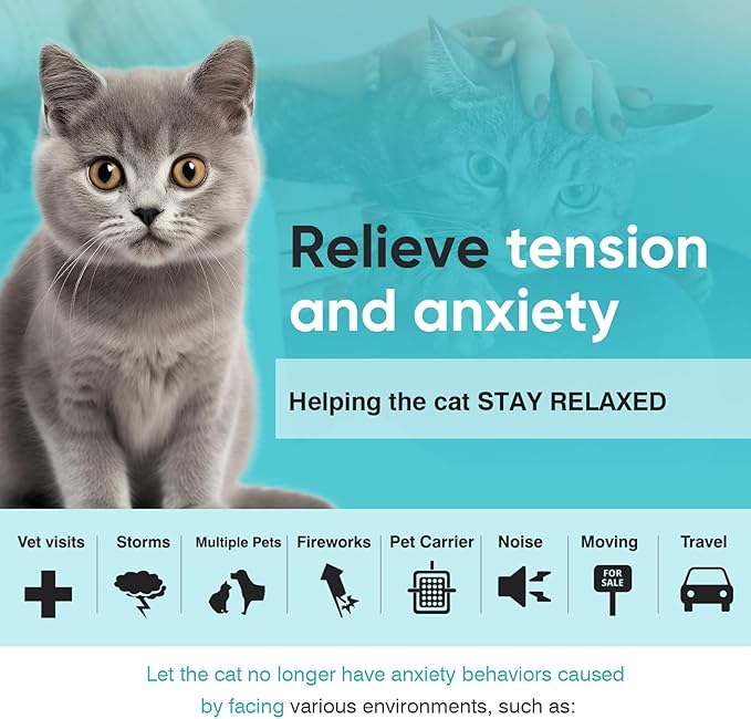 6 Pack Calming Collar for Cats Cat Calming Pheromones Collar Stress and Anxiety Relief for 30 Days Pheromone Collars Adjustable Calm Care Products Anti Aggression Stop Meowing Relaxer for Cats in Heat