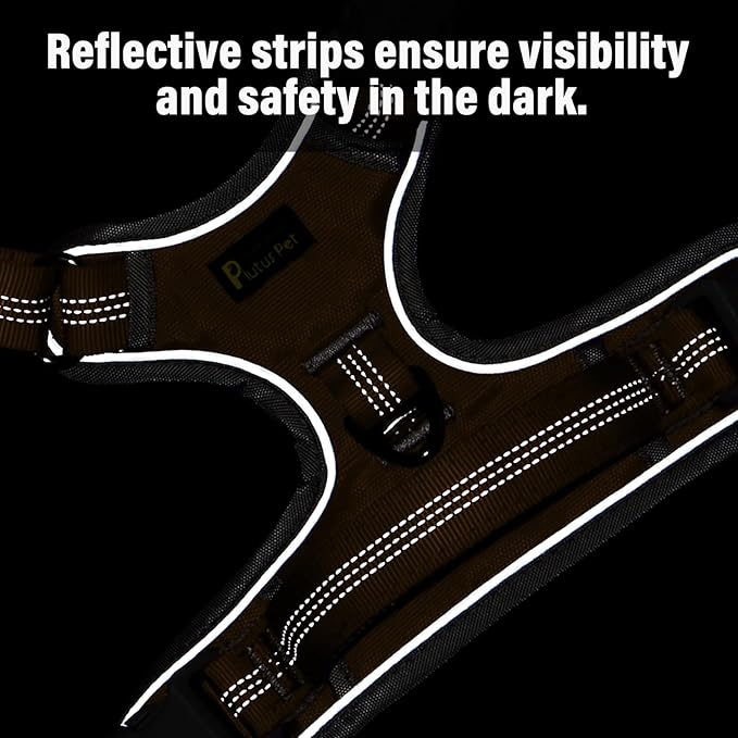 Plutus Pet No Pull Dog Harness, Release at Neck, Reflective Adjustable Dog Vest Harness, Easy Control Handle for Walking, for Small Medium Large Dogs, Khaki, M