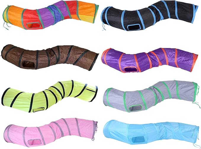 Cat Tunnel for Indoor Cats Interactive, Rabbit Tunnel Toys, Pet Toys Play Tunnels for Cats Kittens Rabbits Puppies Crinkle Pop Up Black 47" Shape S