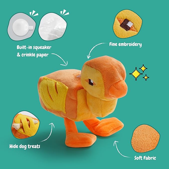 Funny Pixel Style Squeaky Dog Toys, 5 Packs Crinkle Plush Stuffed Dog Chew Toy for Small Medium Large Breeds, Unique Puppy Teething Pet Supplies